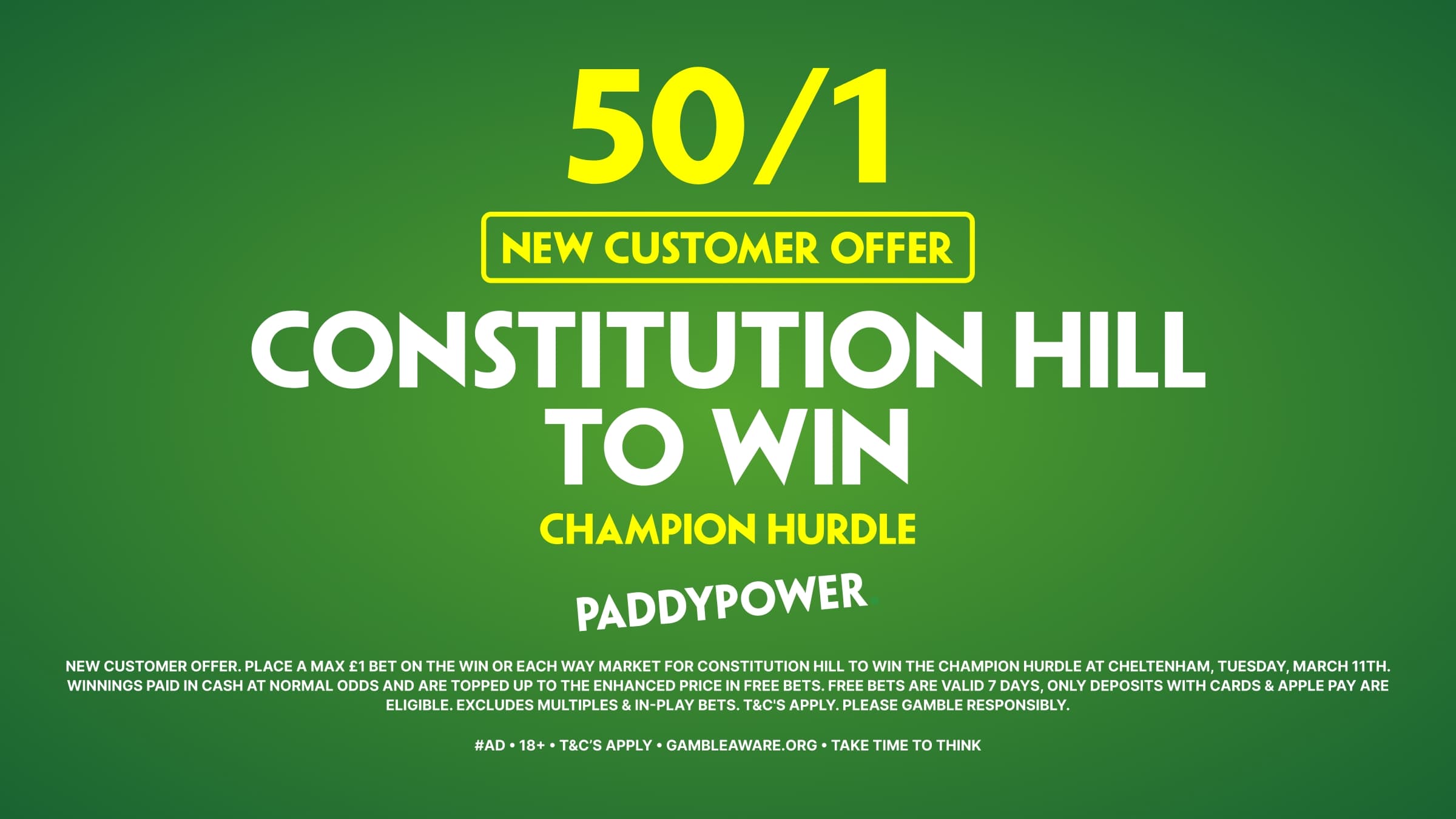 Get 50/1 Constitution Hill! Paddy Power Sign Up Offer For Cheltenham’s Champion Hurdle image