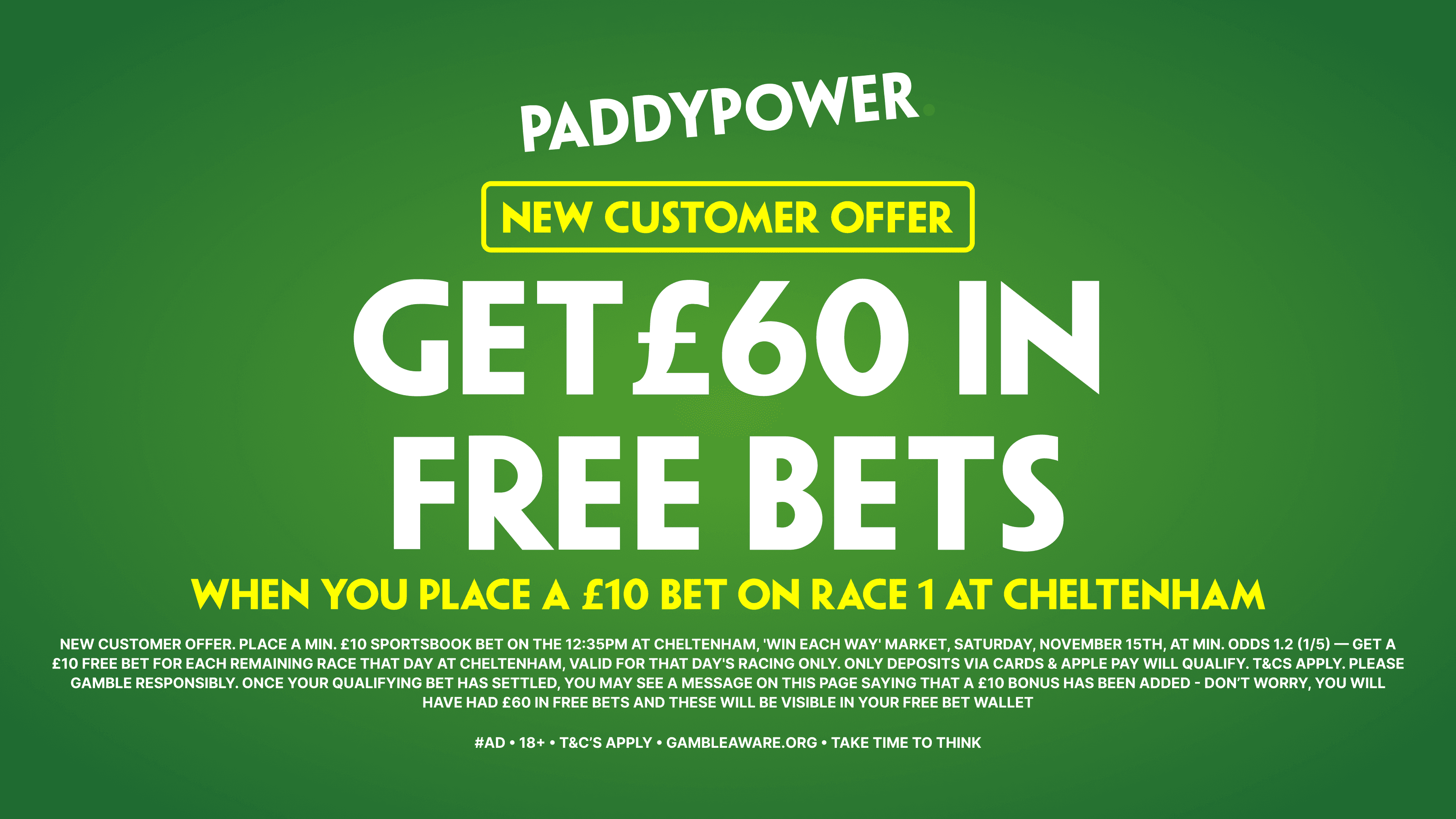 Paddy Power Sign Up Offer: Get £60 in Free Bets for The Cheltenham November Meeting  image