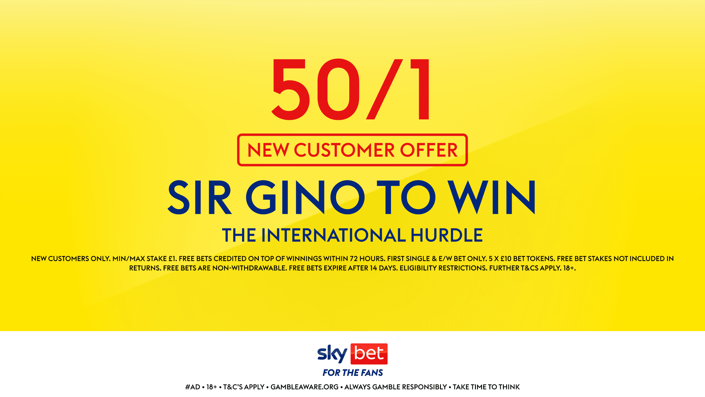 Sky Bet Sign Up Offer: Get 50/1 For Sir Gino To Win The International Hurdle