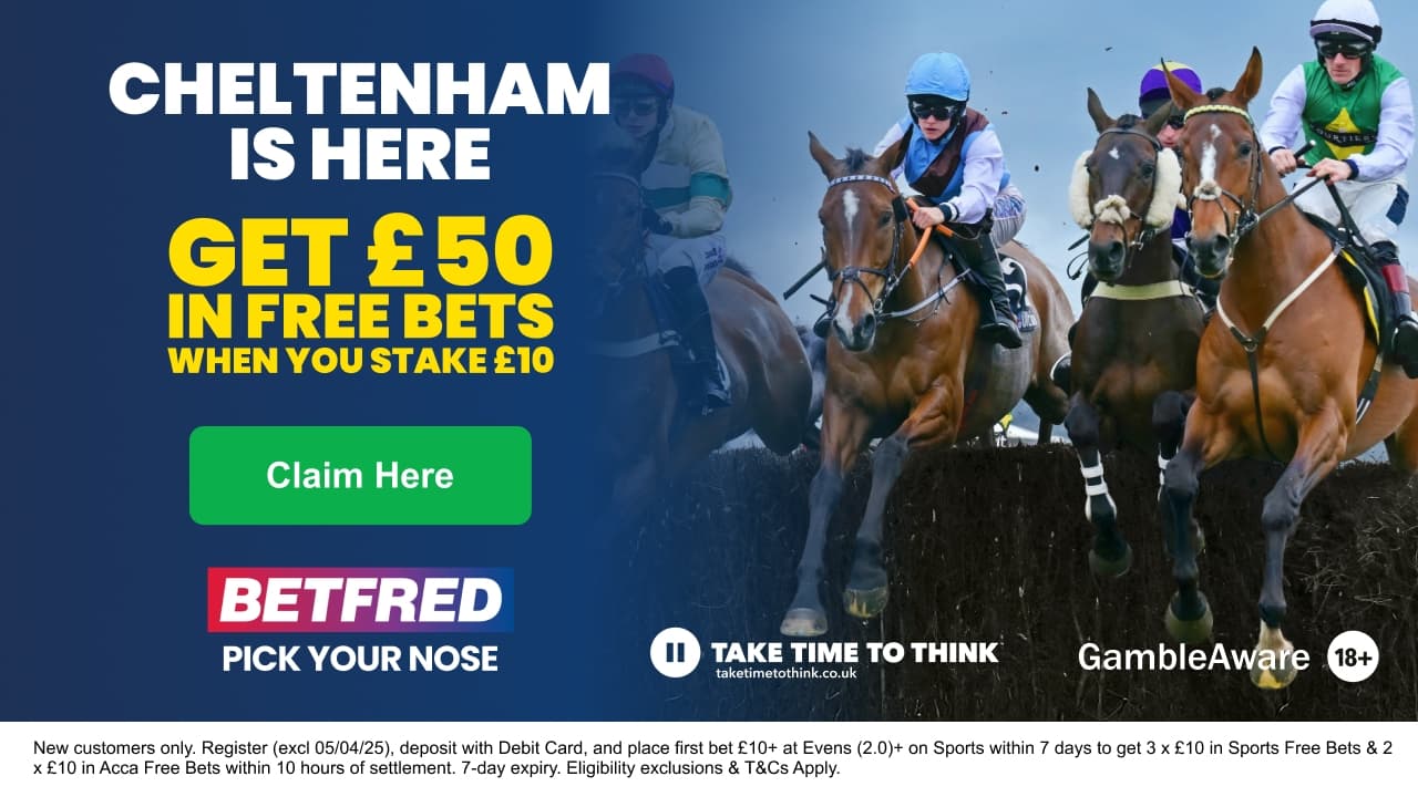 Betfred New Customer Offer: Get £50 in Free Bets When You Bet £10 on Cheltenham image