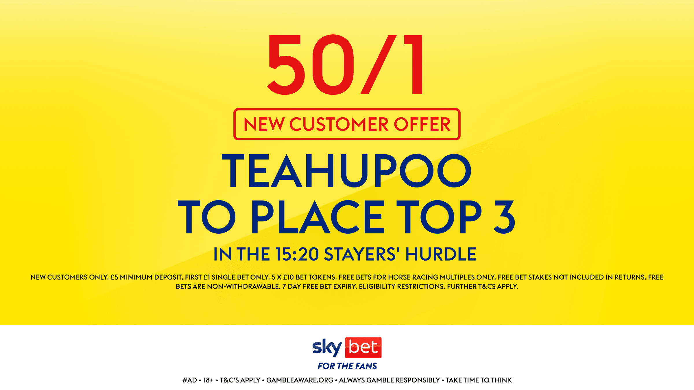 Sky Bet Sign Up Offer: 50/1 Teahupoo Top 3 Finish! Cheltenham Festival Thursday Offer 2026